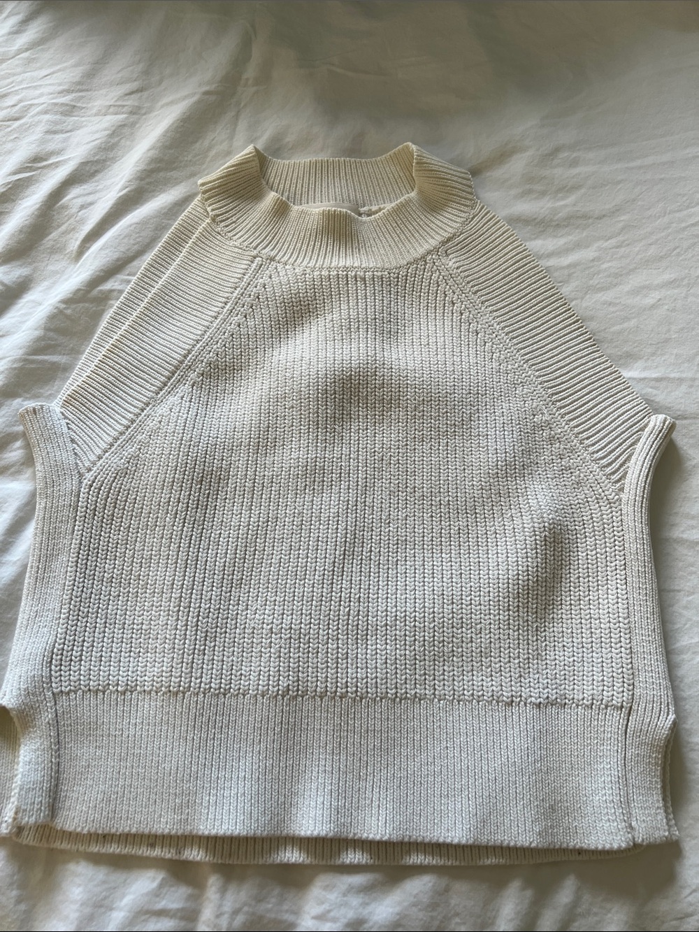 Wilfred Cream Knit Sleeveless Turtleneck Sweater